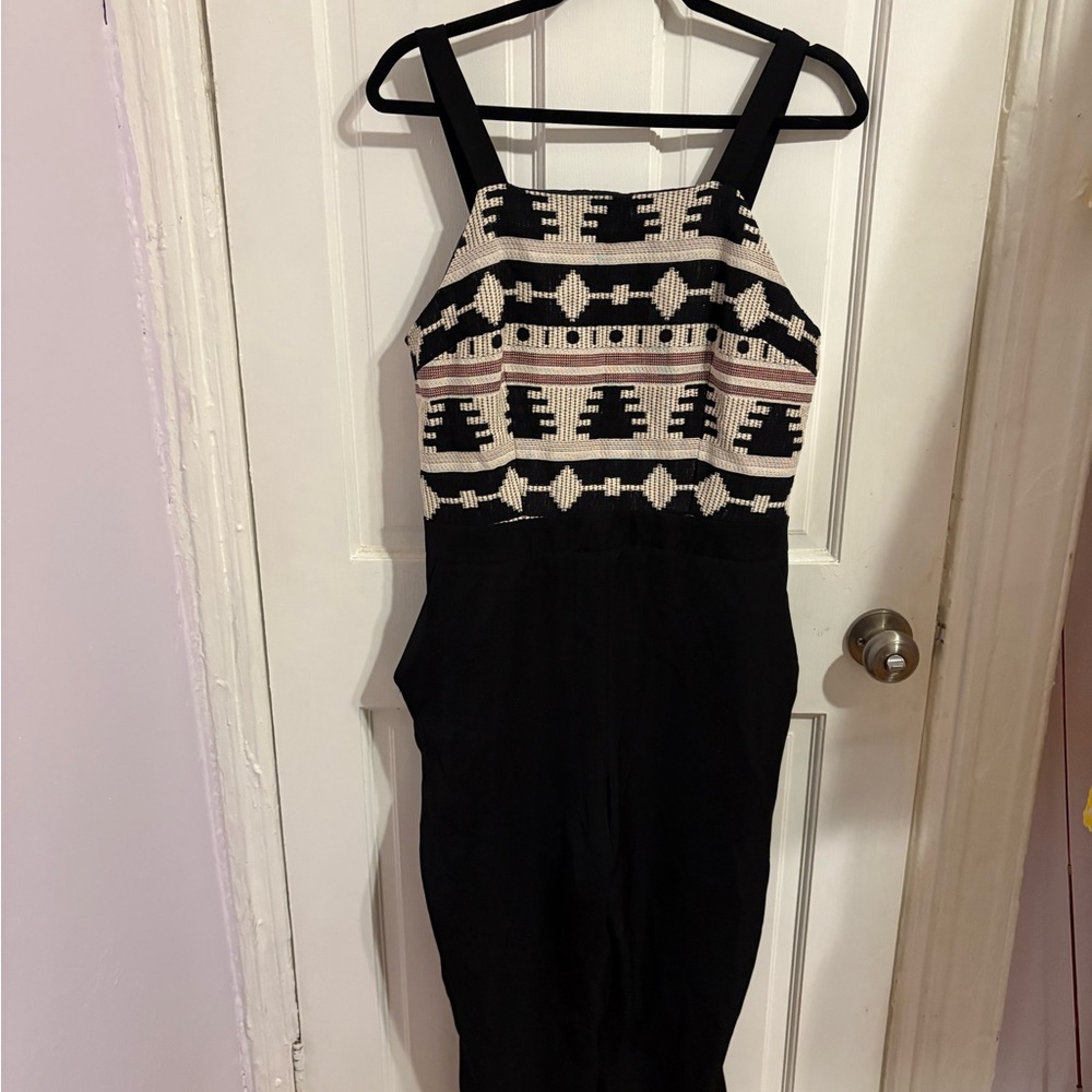 Black and Cream Patterned Jumpsuit